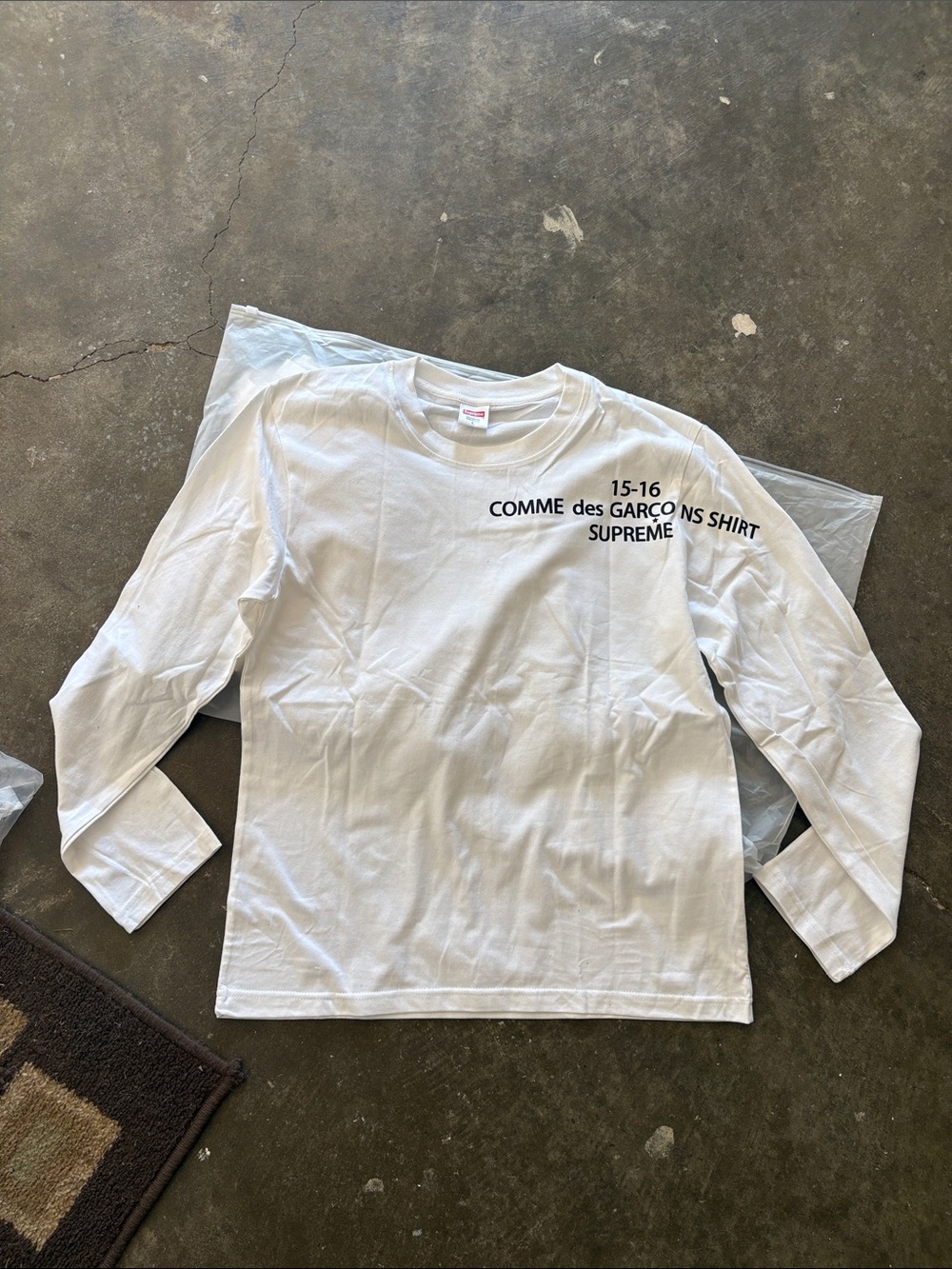Supreme White Kids Long-Sleeve Shirt with Chest Logo